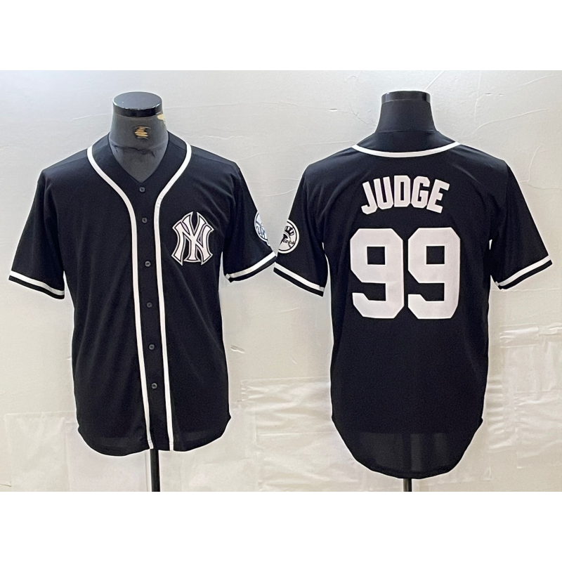 New York Yankees #99 Aaron Judge Black White CONTON Cool Base Stitched Jersey