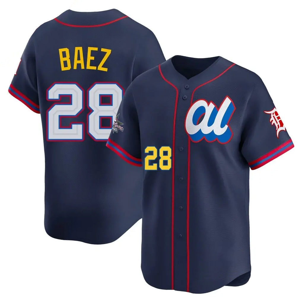 Detroit Tigers #28 Javier Baez Player Navy CONTON Limited American League All-Star Edition Stitched Jerseys