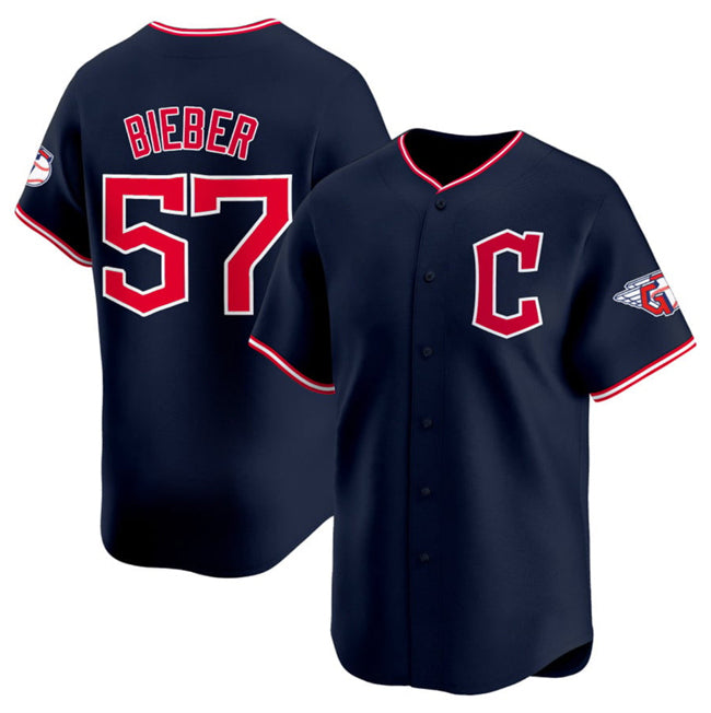 Cleveland Guardians #57 Shane Bieber Navy CONTON 2025 Alternate Limited Stitched Jersey