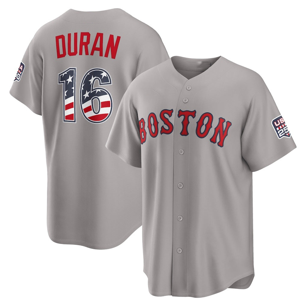Boston Red Sox #16 Jarren Duran USA 250 Fourth of July Road Stadium Jersey - Gray CONTON