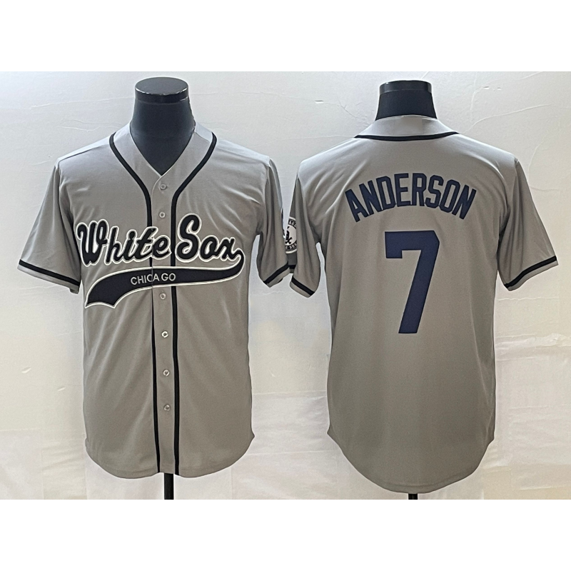 Chicago White Sox #7 Tim Anderson Grey CONTON Cool Base Stitched Jersey 2