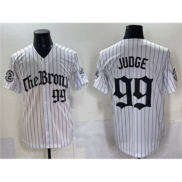 New York Yankees #99 Aaron Judge White CONTON Fashion Pinstripe 'Gothic Legacy Edition' Vapor Premier Limited Stitched Jersey