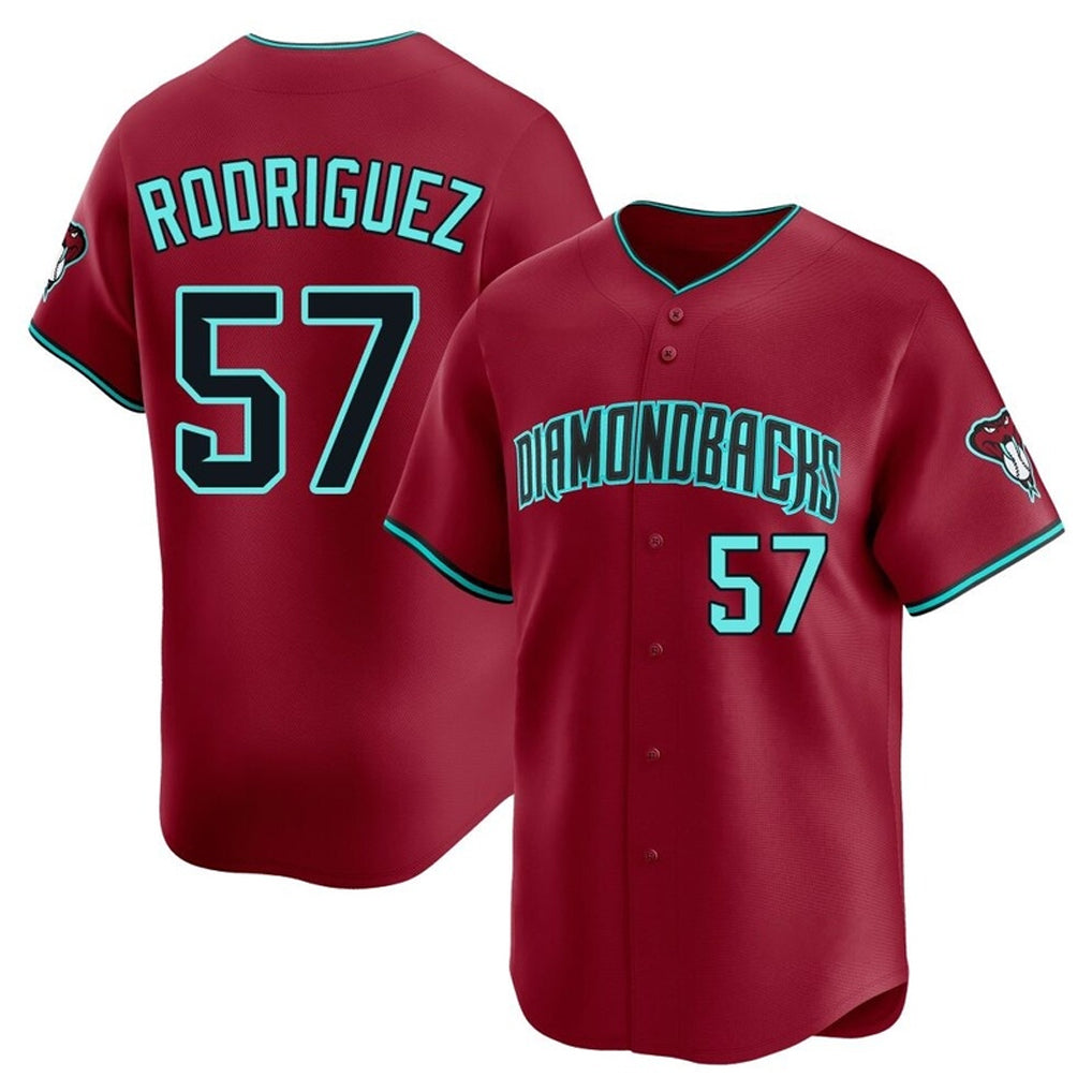 Arizona Diamondbacks #57 Eduardo Rodriguez Player Red CONTON Limited Home Game Stitched Jerseys