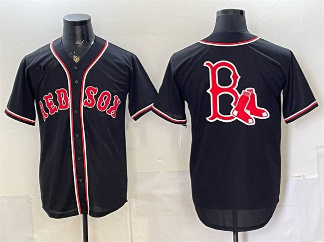 Boston Red Sox Team Big Logo 2026 Fashion Replica Black CONTON Out Stitched Jersey