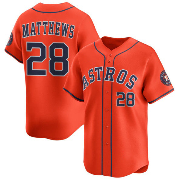 Houston Astros #28 Brice Matthews Orange CONTON 2025 Alternate Limited Stitched Jersey