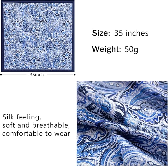 4PCS Head Scarf for Women 35” Silk Feel Hair Scarf | Satin Neck Scarfs, Square Bandana Hair Wraps, Head Scarves for Sleeping, Travel, Hair Protection, Daily Wear
