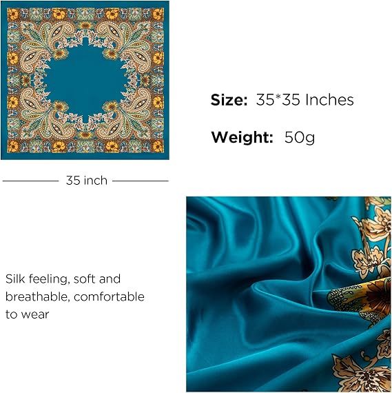 4PCS Head Scarf for Women 35” Silk Feel Hair Scarf | Satin Neck Scarfs, Square Bandana Hair Wraps, Head Scarves for Sleeping, Travel, Hair Protection, Daily Wear