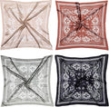 4PCS Head Scarf for Women 35” Silk Feel Hair Scarf | Satin Neck Scarfs, Square Bandana Hair Wraps, Head Scarves for Sleeping, Travel, Hair Protection, Daily Wear