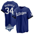 Los Angeles Dodgers #34 Fernando Valenzuela Player Royal CONTON World Series Meet City Connect Home Game Stitched Jerseys
