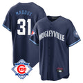 Chicago Cubs #31 Greg Maddux Player Navy CONTON 150th Anniversary City Connect Home Game Stitched Jerseys