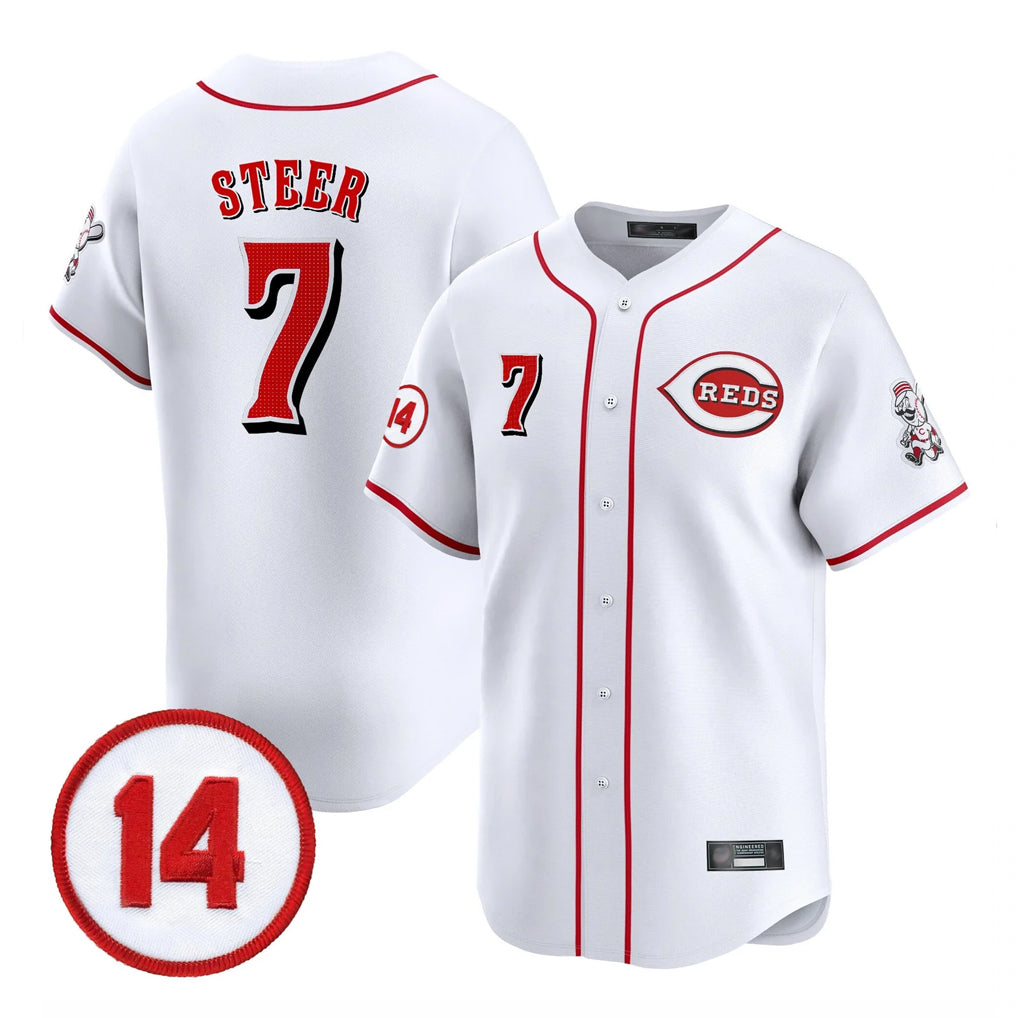 Cincinnati Reds #7 Spencer Steer Player White CONTON Vapor Premier Limited Home Stitched Jerseys