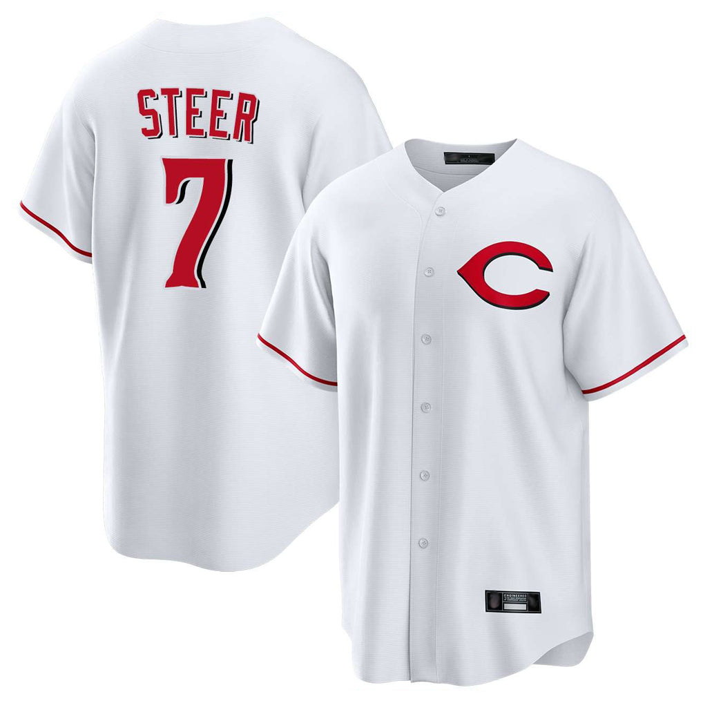 Cincinnati Reds #7 Spencer Steer Player White CONTON Home Game Stitched Jerseys