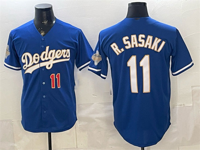 Los Angeles Dodgers #11 Roki Sasaki Royal CONTON 2026 Alternate Gold Collection Stadium Stitched Jersey