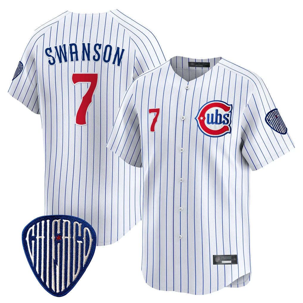 Chicago Cubs #7 Dansby Swanson Player White CONTON Pinstripe Vapor Premier Limited Home Stitched Jerseys