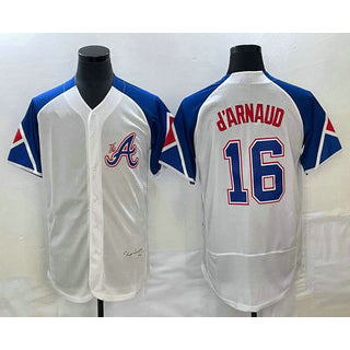 Atlanta Braves #16 Travis dArnaud White CONTON 2023 City Connect Flex Base Stitched Jersey