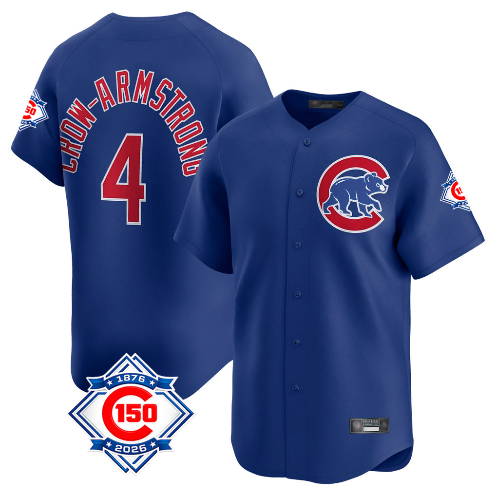 Chicago Cubs #4 Pete Crow-Armstrong Player Royal CONTON 150th Anniversary Limited Home Stitched Jerseys