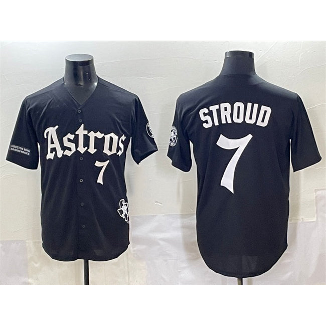 Houston Astros #7 C.J. Stroud Black CONTON Gothic 'Houston Born Barrio Raised' Limited Stitched Jersey