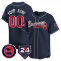 Custom Atlanta Braves 2024 Spring Training Patch Vapor Premier Limited Jersey ¨C Navy CONTON