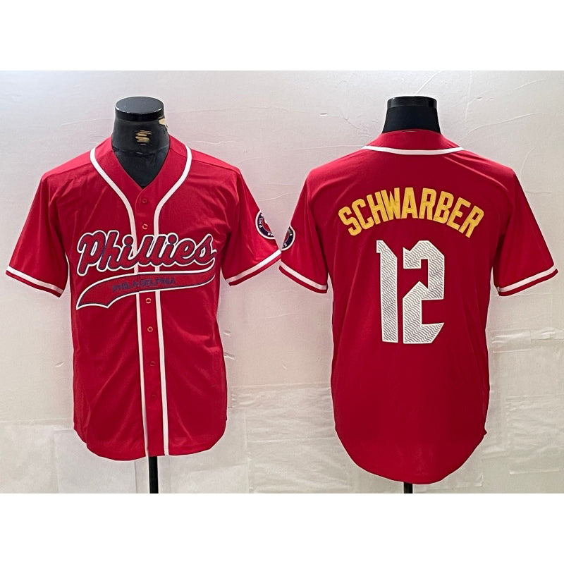 Philadelphia Phillies #12 Kyle Schwarber Red CONTON 2024 City Connect Limited Stitched Jersey 2