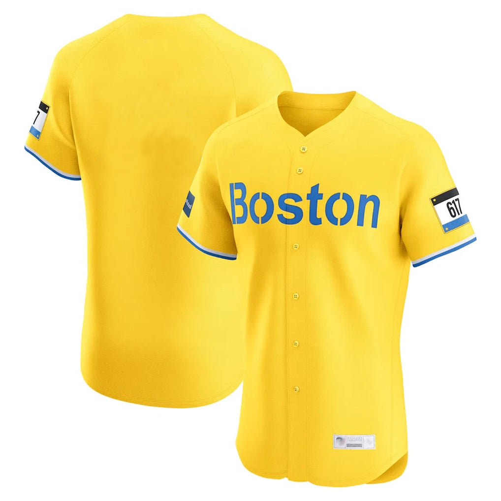 Boston Red Sox Blank Player Yellow CONTON Limited Elite Home Game Stitched Jerseys