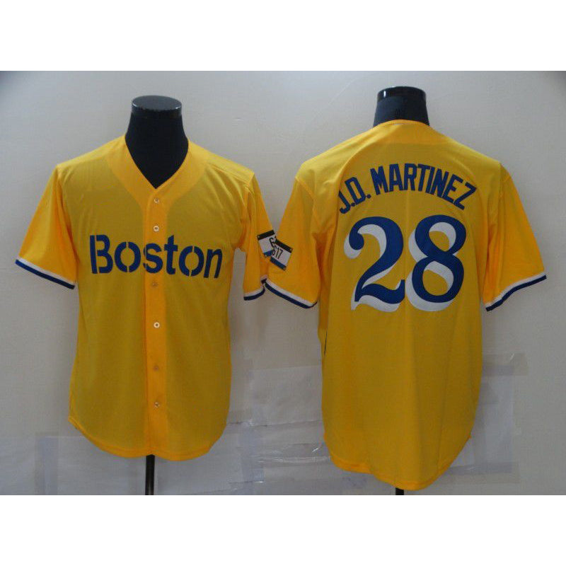 Boston Red Sox #28 J.D.Martinez Yellow CONTON City Edition Game 2021 Jerseys