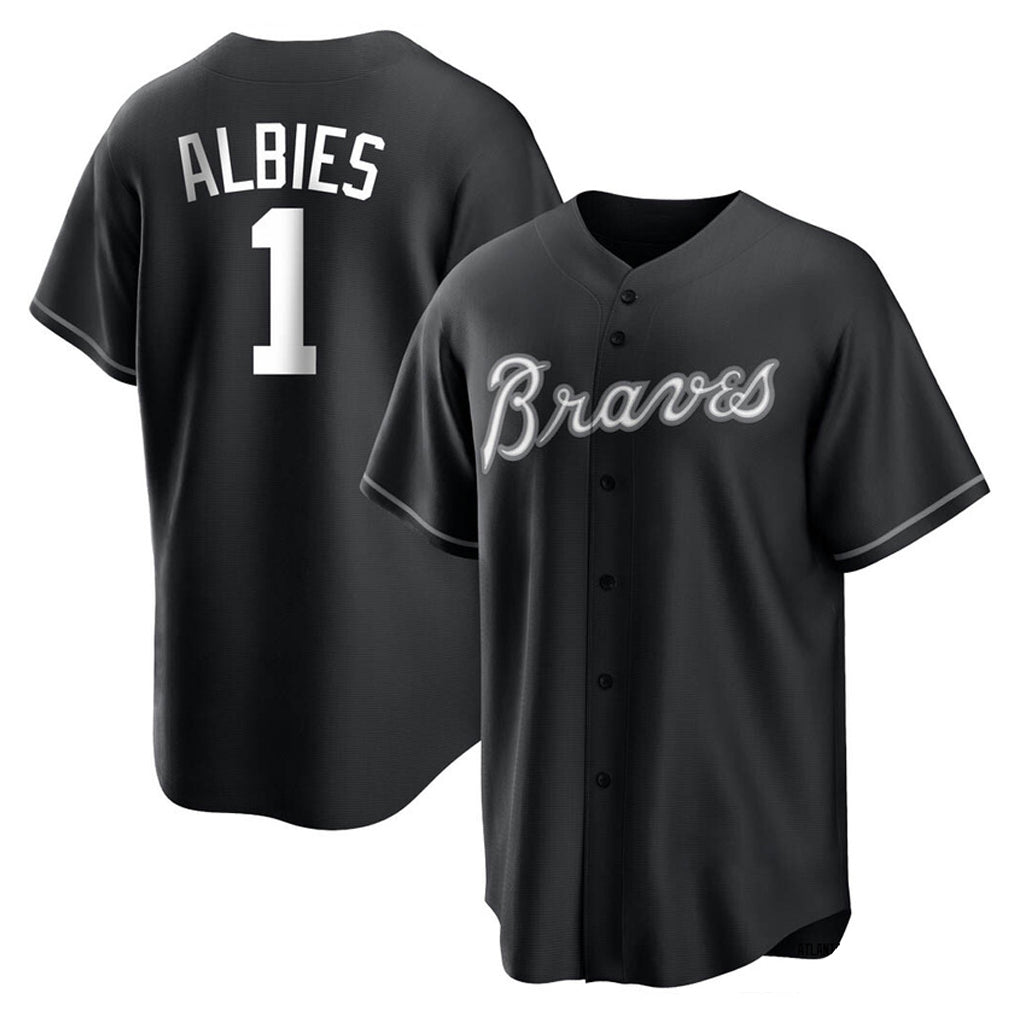 Atlanta Braves #1 Ozzie Albies Player Black CONTON Home Game Stitched Jerseys