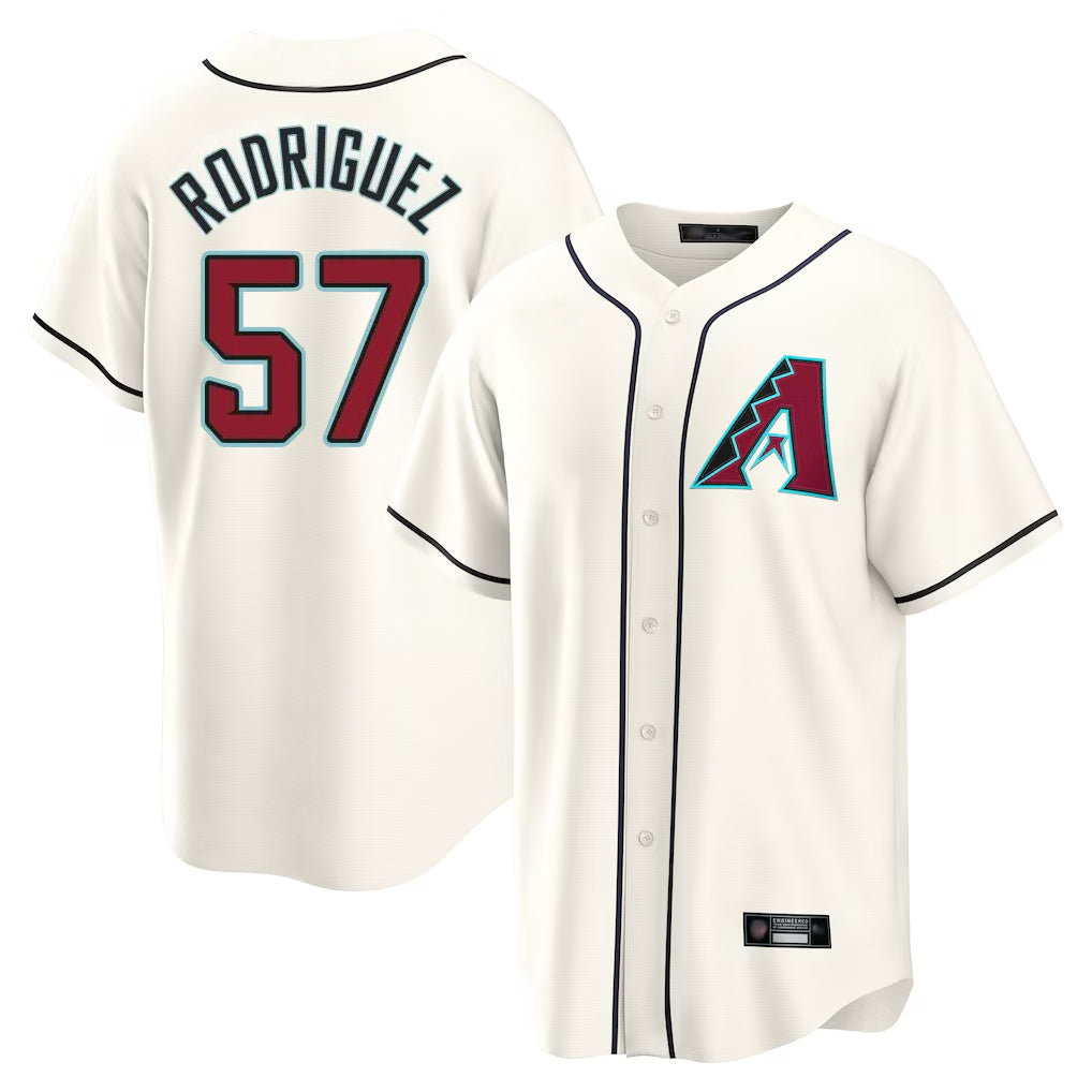 Arizona Diamondbacks #57 Eduardo Rodriguez Player Cream CONTON Home Game Stitched Jerseys