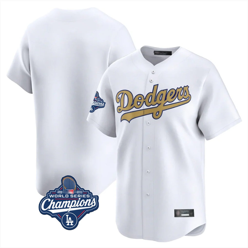Los Angeles Dodgers Blank Player White Gold CONTON Collection Limited Home World Series Meet Stitched Jerseys