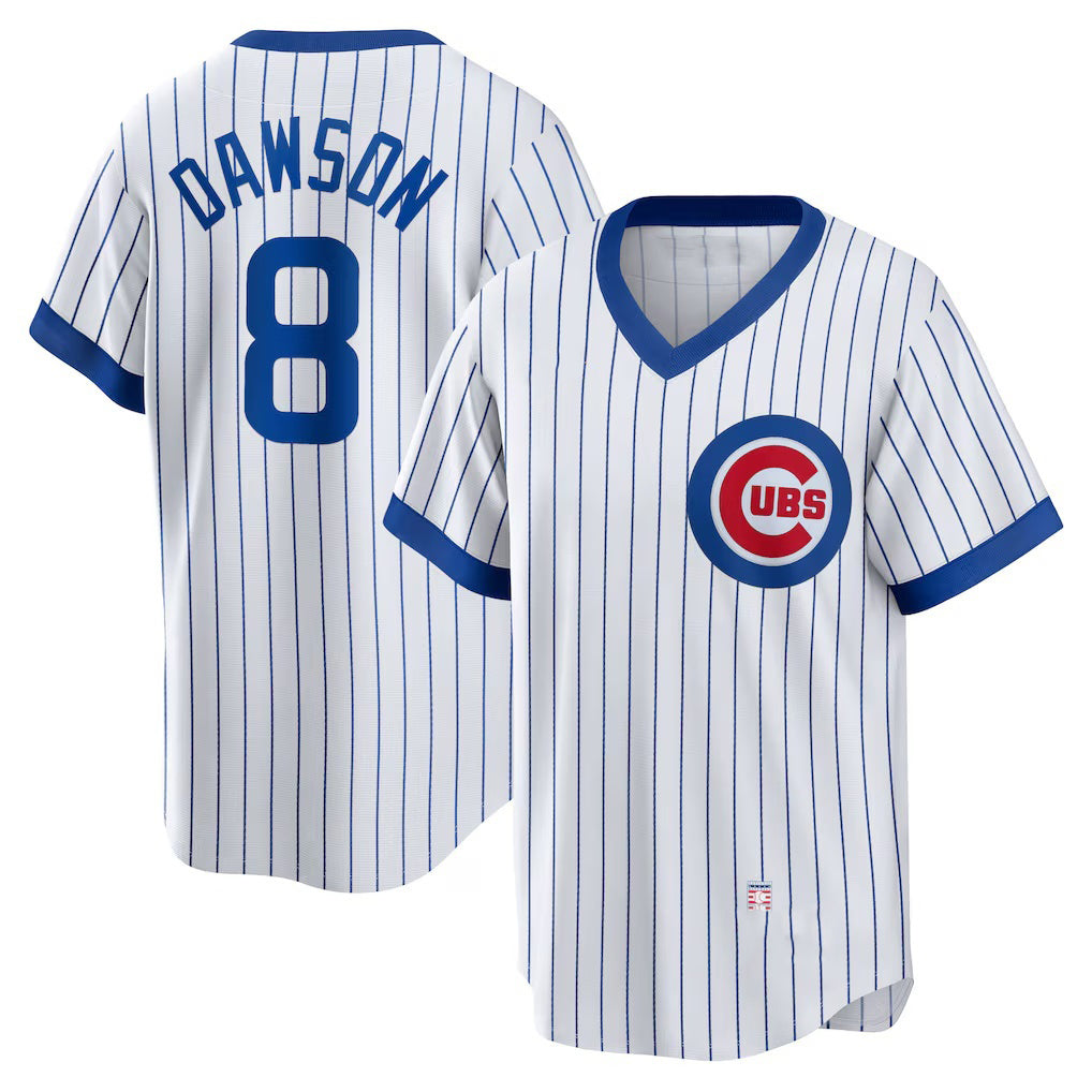 Chicago Cubs #8 Andre Dawson White CONTON Home Cooperstown Collection Player Jersey