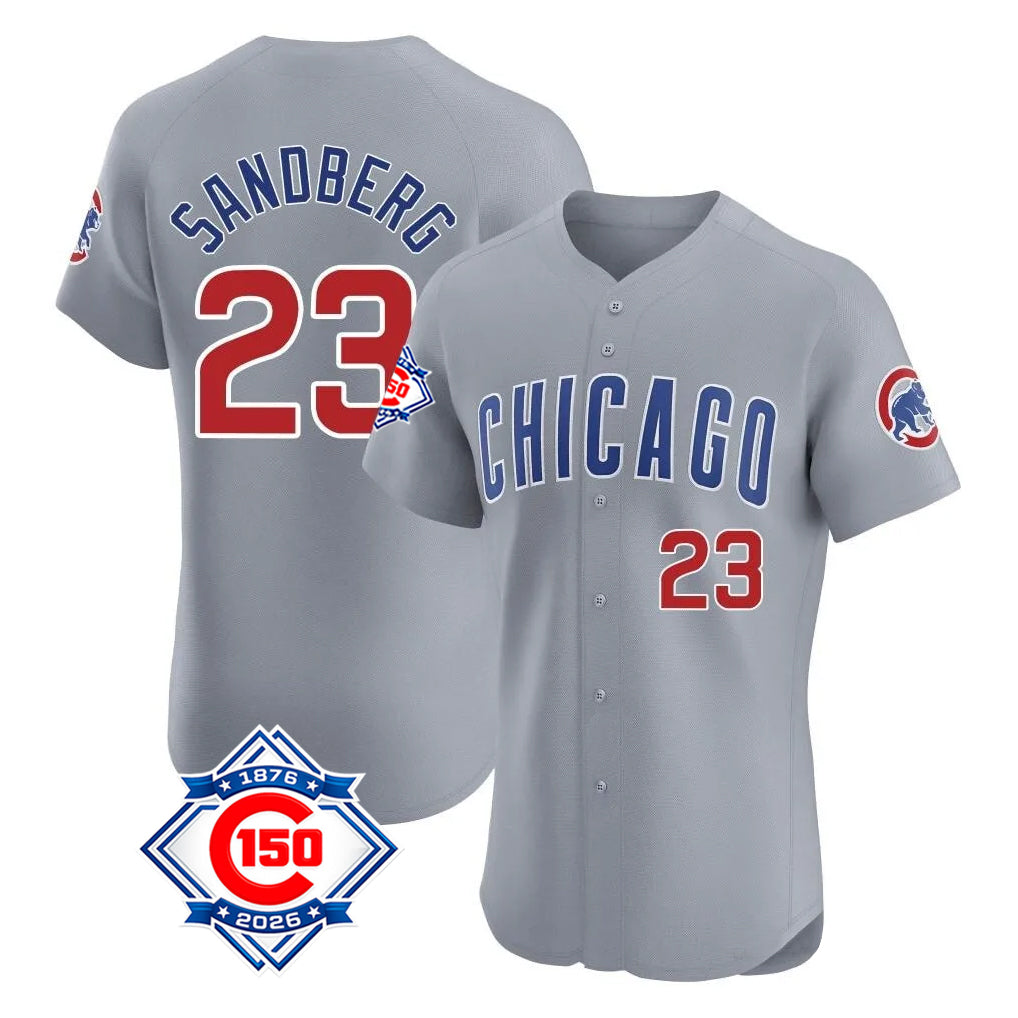 Chicago Cubs #23 Ryne Sandberg Player Gray CONTON Road 150th Anniversary Limited Elite Home Stitched Jerseys