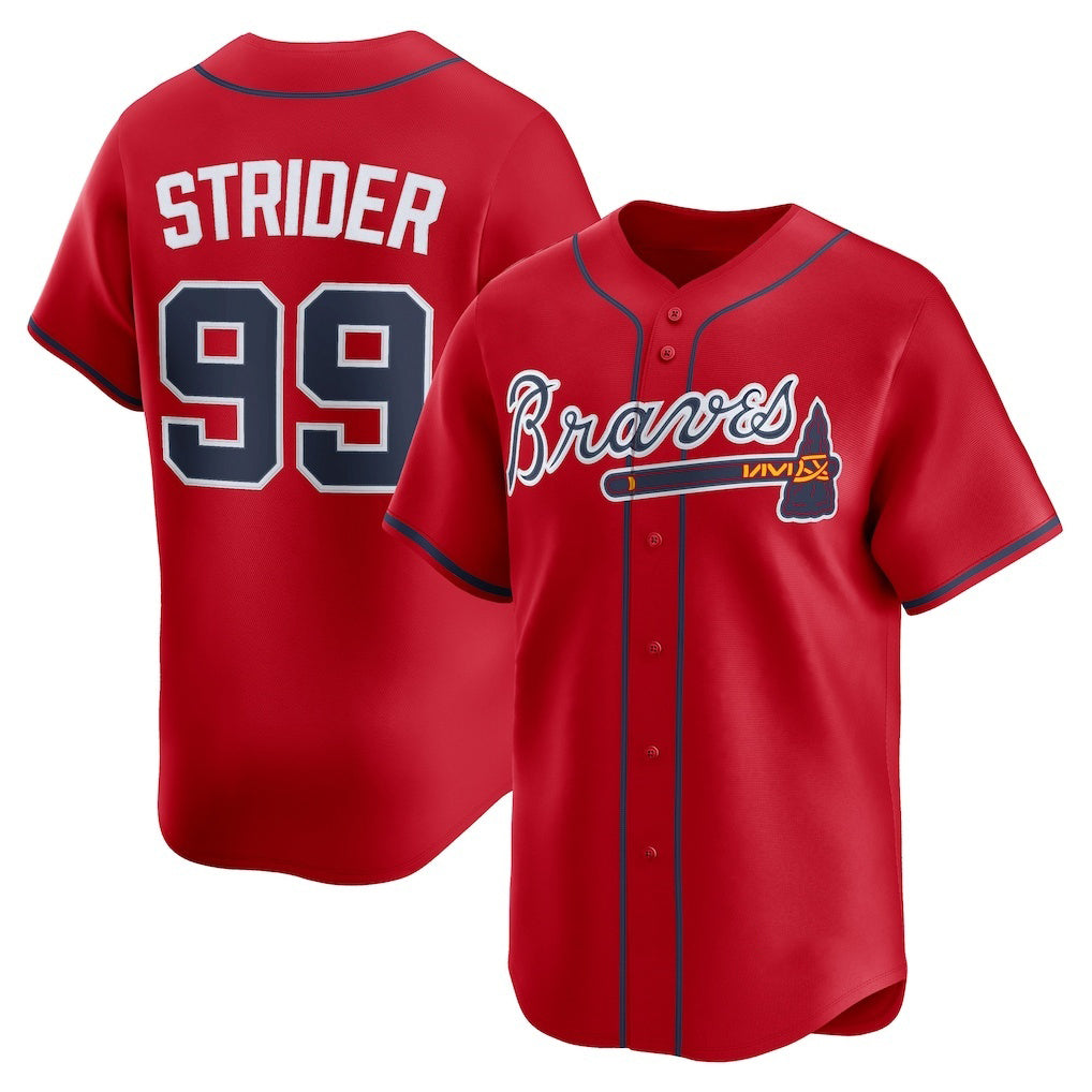 Atlanta Braves #99 Spencer Strider Red CONTON Alternate Limited Player Jersey