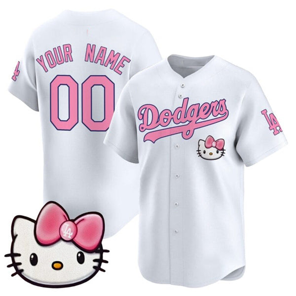 Custom Los Angeles Dodgers ACTIVE PLAYER White CONTON 2025 Hello Kitty Vapor Premier Limited Stitched Jersey