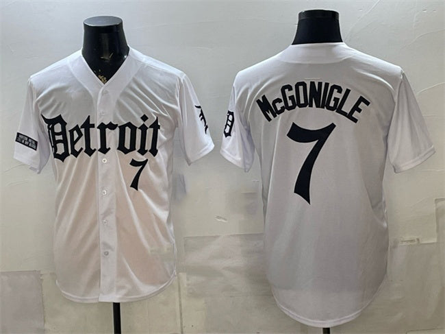 Detroit Tigers #7 Kevin McGonigle 2026 White CONTON 'Motor Gothic Edition' Vapor Premier Limited Stitched Jersey