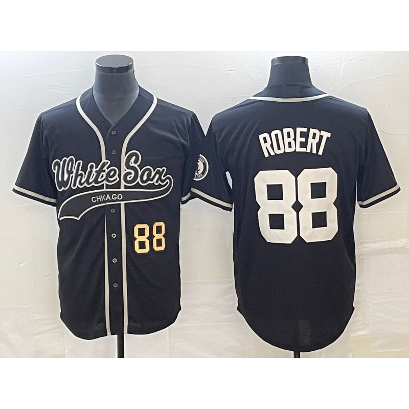 Chicago White Sox #88 Luis Robert Number Black CONTON Cool Base Stitched Jersey