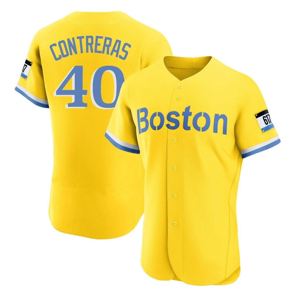 Boston Red Sox #40 Willson Contreras Player Yellow CONTON Limited Elite Home Game Stitched Jerseys1