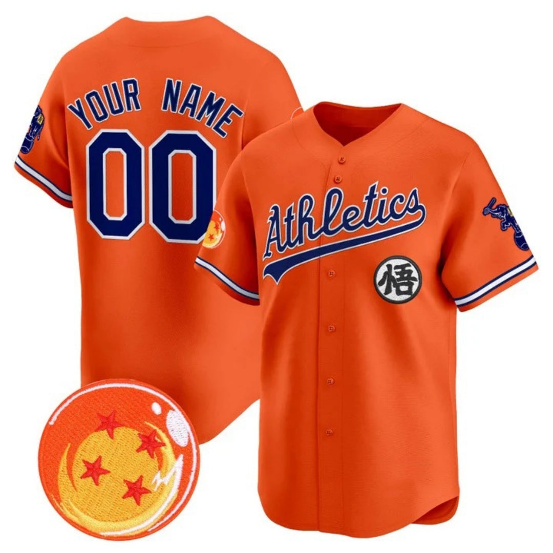 Custom Oakland Athletics x Dragon Ball Orange CONTON Vapor Premier Limited Jersey - All Stitched