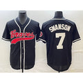 Atlanta Braves #7 Dansby Swanson Black CONTON Cool Base Stitched Jersey