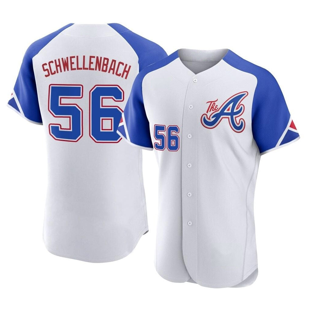 Atlanta Braves #56 Spencer Schwellenbach Player White CONTON City Connect Limited Elite Home Game Stitched Jerseys