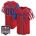 Custom Miami Marlins Red CONTON America 250 Edition Vapor Premier Limited Stitched Jerseys