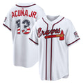 Atlanta Braves #13 Ronald Acu?a Jr. USA 250 Fourth of July Home Stadium Jersey - White CONTON