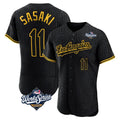 Los Angeles Dodgers #11 Roki Sasaki Player Black CONTON World Series Snake Skin City Limited Elite Home Stitched Jerseys