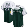 Colorado Rockies #27 Jordan Beck Player Green CONTON City Connect Home Game Stitched Jerseys