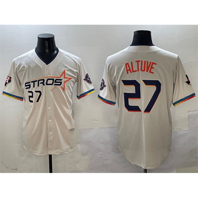 Houston Astros #27 Jose Altuve Cream CONTON 2025 City Connect With Texas Patch Limited Stitched Jersey