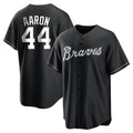 Atlanta Braves #44 Hank Aaron Player Black CONTON Home Game Stitched Jerseys