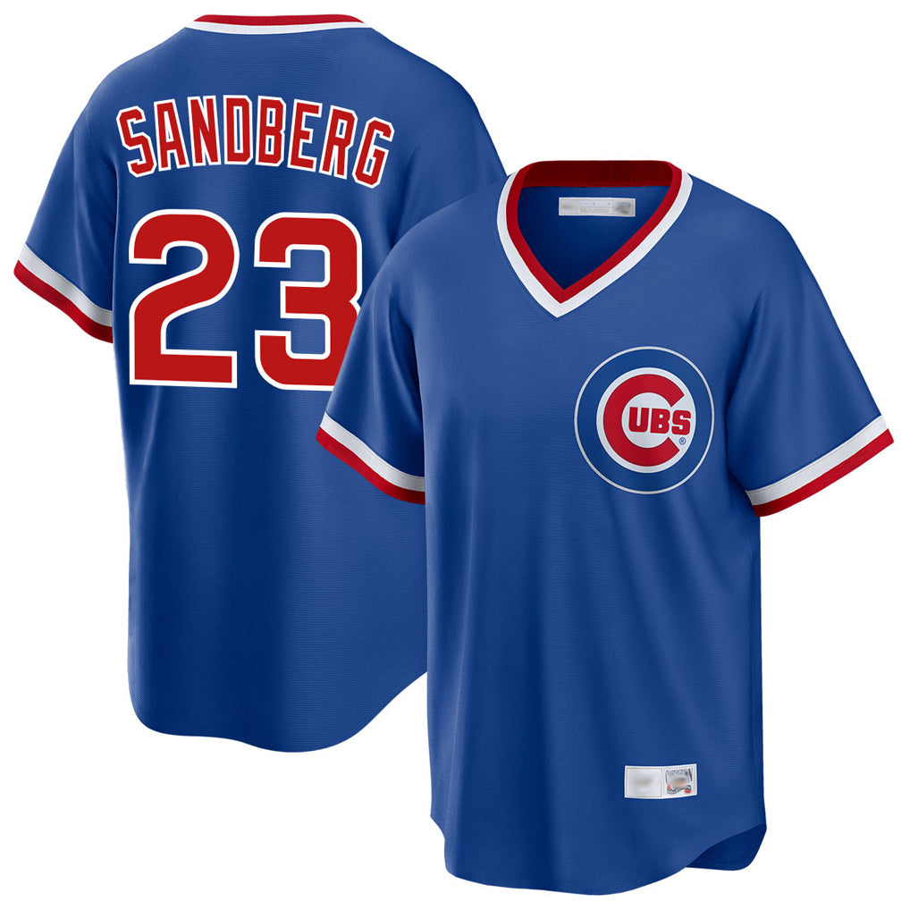 Chicago Cubs #23 Ryne Sandberg Player Royal CONTON T-shirt Cooperstown Collection Limited Stitched Jerseys