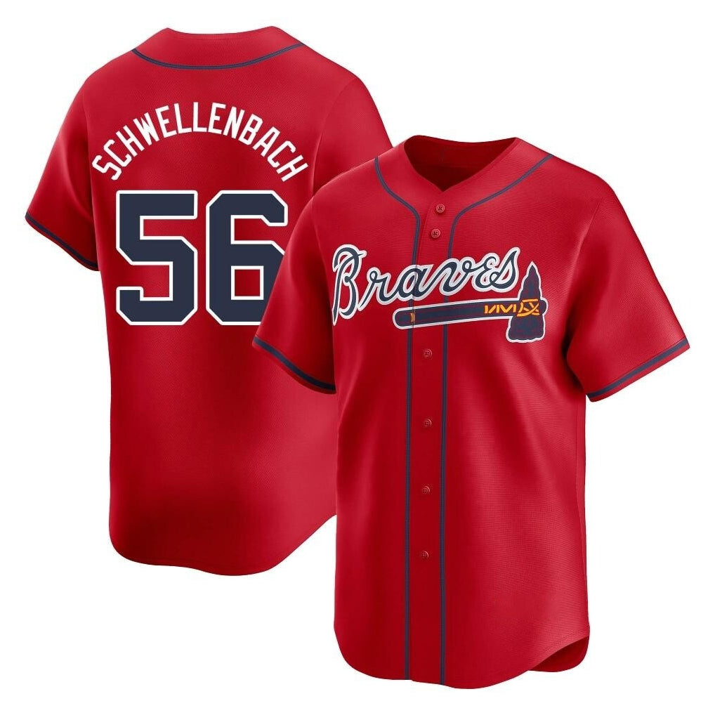 Atlanta Braves #56 Spencer Schwellenbach Player Red CONTON Limited Home Game Stitched Jerseys