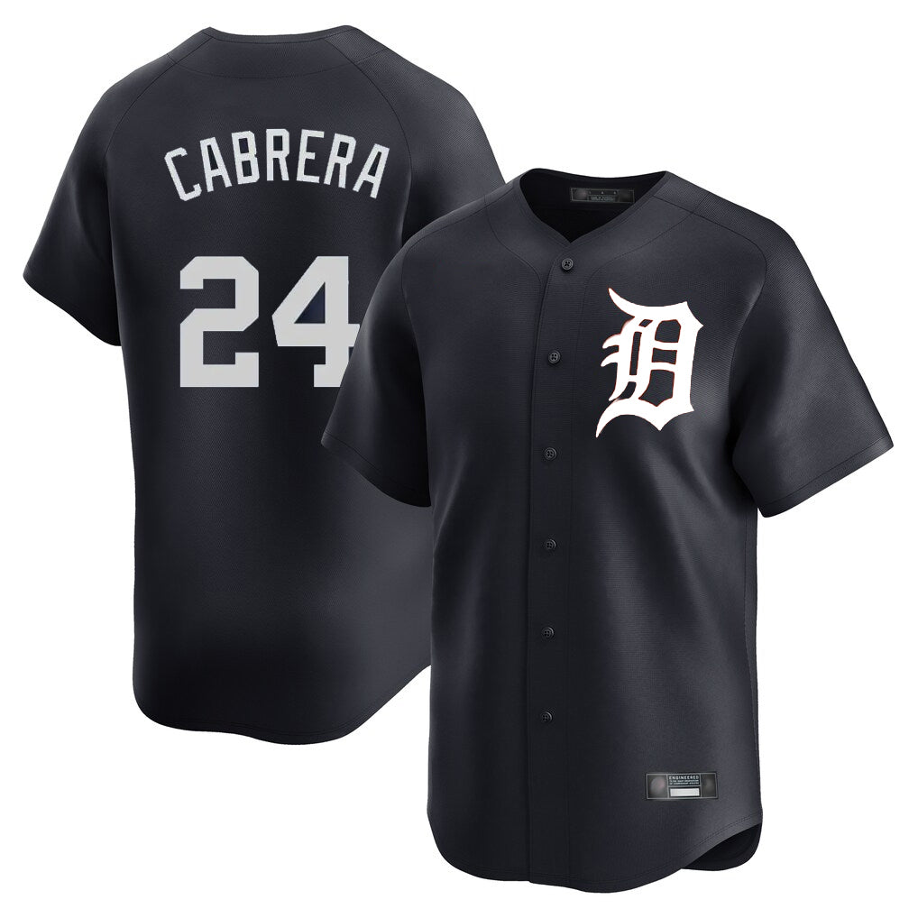Detroit Tigers #24 Miguel Cabrera Player Navy CONTON Home Limited Game Stitched Jerseys