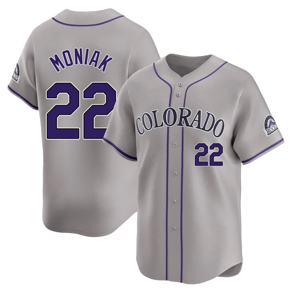 Colorado Rockies #22 Mickey Moniak Player Gray CONTON Limited Home Stitched Jerseys