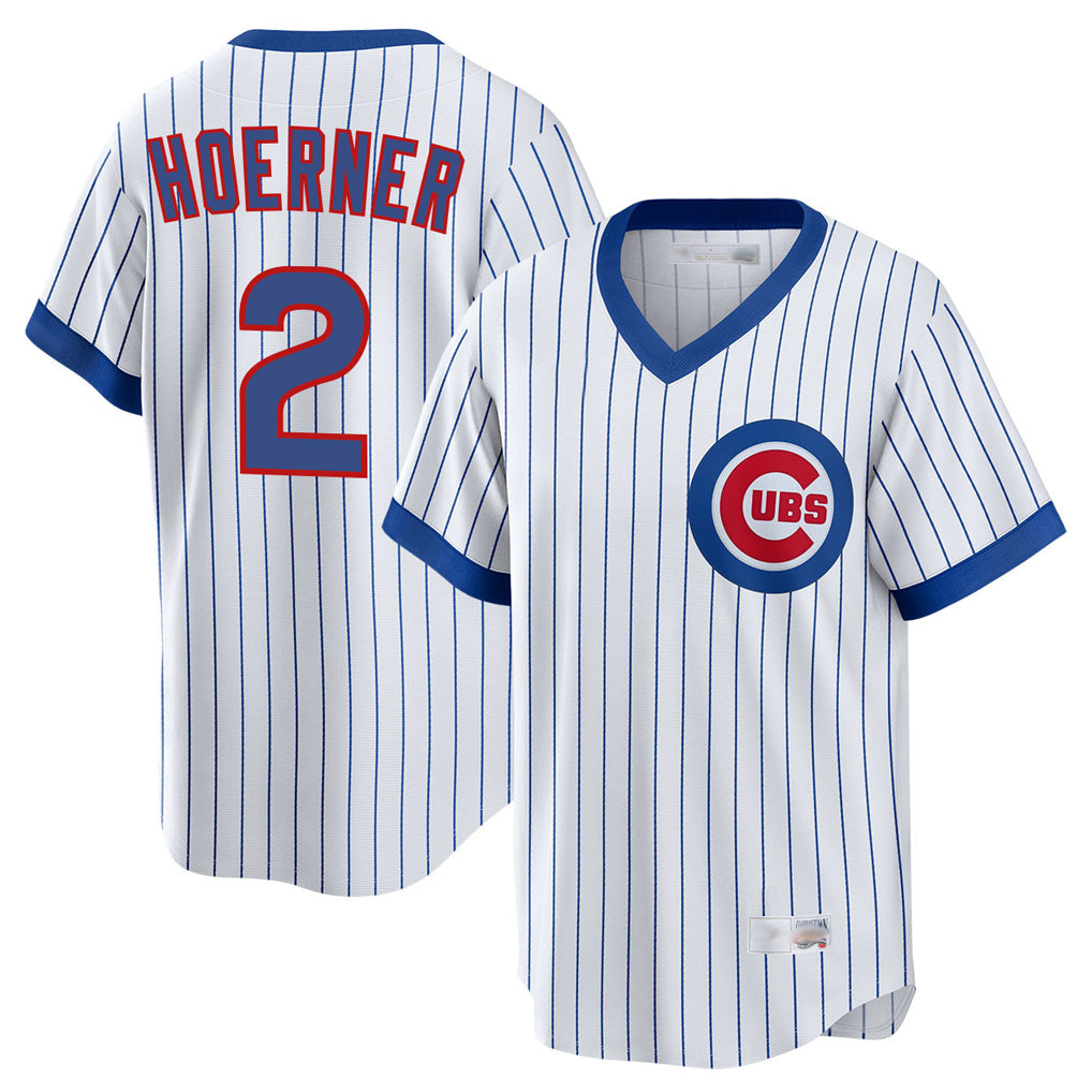 Chicago Cubs #2 Nico Hoerner Player White CONTON T-shirt Cooperstown Collection Limited Stitched Jerseys