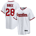 Cleveland Guardians #28 Tanner Bibee Player White CONTON Game Home Stitched Jerseys